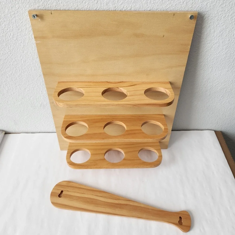 Vintage Blonde Light Wood 9 Baseball Hanging Wall Display Holder‎ Decor
